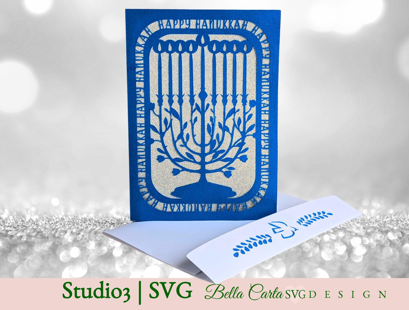 Hanukkah Menorah Card, Layered Chanukahh SVG Template for Cricut and Silhouette Cutting Machines