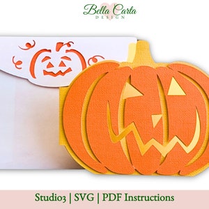 3D Jack O Lantern Halloween Karte SVG | DIY Kürbis Einladung für Cricut und Silhouette Crafters