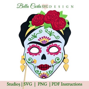 Tag der Toten 3D SVG Schädelmaske eines mexikanischen Künstlers - Dia de Los Muertos Schichtpapier SVG Vorlage für Cricut und Silhouette