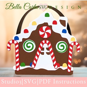 Panier maison en pain d'épice SVG 3D pour machines de découpe Cricut et Silhouette