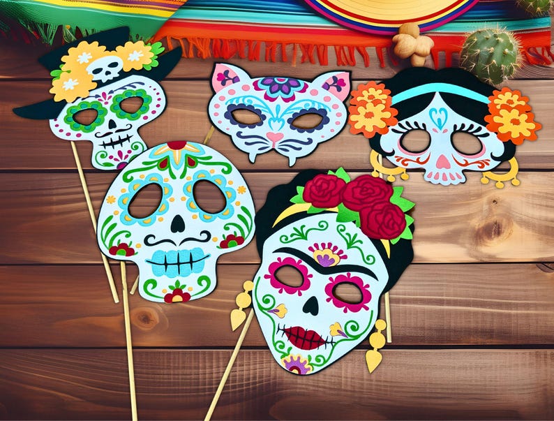 Day of the Dead 3D SVG Skull Mask Bundle - Dia De Los Muertos Layered ...
