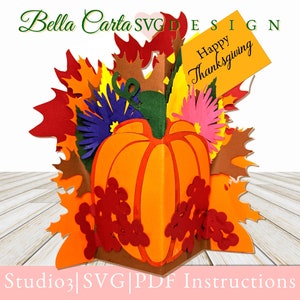 Autumn Bouquet 3D SVG Card, DIY Lantern for Cricut and Silhouette Cutting Machines