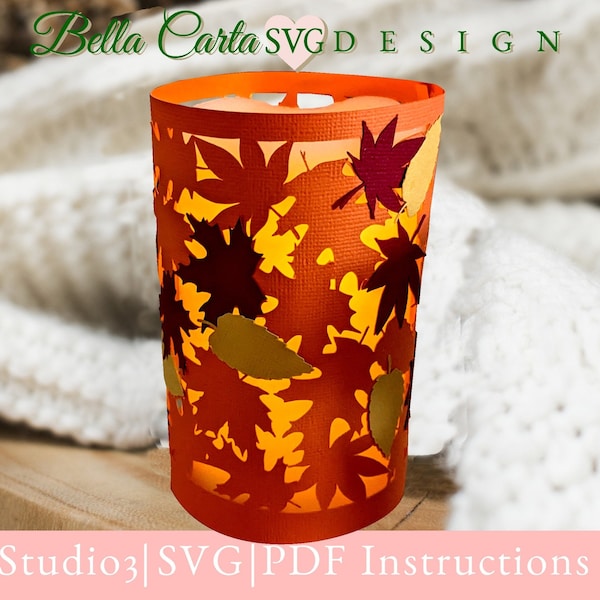 Fall Leaves 3D SVG Lantern for Cricut and Silhouette Cutting Machines