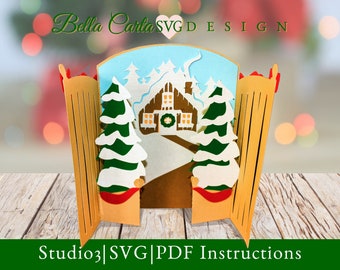 Christmas Gate Pop Up Card 3D SVG DIY Cricut