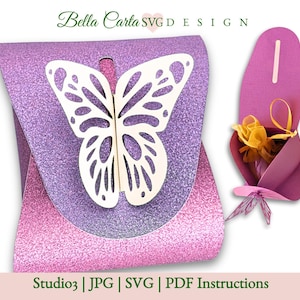 Butterfly Gift & Favor Box 3D SVG DIY for Cricut and Silhouette Cutting Machines, small decorative box for party favors or birthday gifts