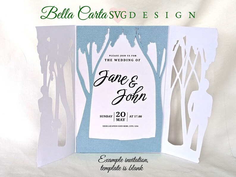 Forest Wedding SVG Gate Fold Invitation, RSVP Card Suite for Cricut and Silhouette Cutting Machines can be customized to the preferred color of the occasion.  Can be printed for invitations.