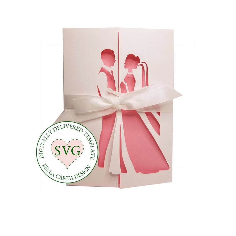 Bride and Groom Wedding Gate Fold Card SVG Cricut image 5