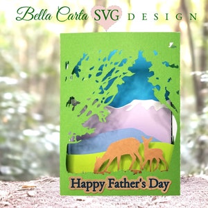 Herten in bos Shadowbox 3D-kaart SVG DIY Cricut