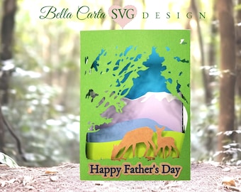 Deer in Forest Shadowbox 3D Card SVG DIY Cricut