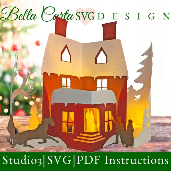 Bauernhaus Weihnachten 3D Karte Digitale SVG Cricut