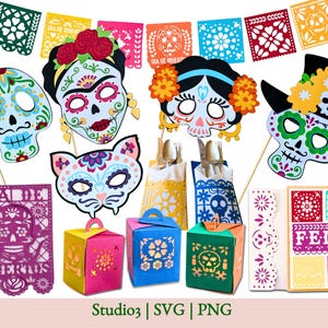 Tag der Toten Party 3D SVG Bundle für Cricut und Silhouette Schneidemaschinen, Dia de Los Muertos Dekorationen