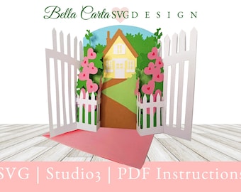 Garden Gate Pop Up 3D Card SVG Template Cricut