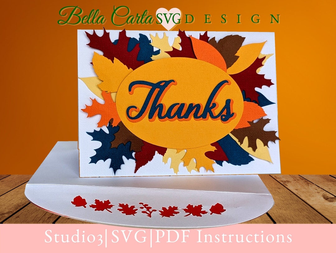 Fall Leaves Thank You Card 3D SVG Template for Cricut and Silhouette ...