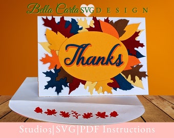 Fall Leaves Thank You Card 3D SVG Template for Cricut and Silhouette Machines