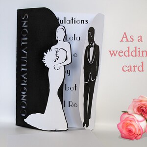Elegant Wedding Gate Fold Card SVG by Bella Carta Design template for Cricut cutting machines can be used as wedding card.