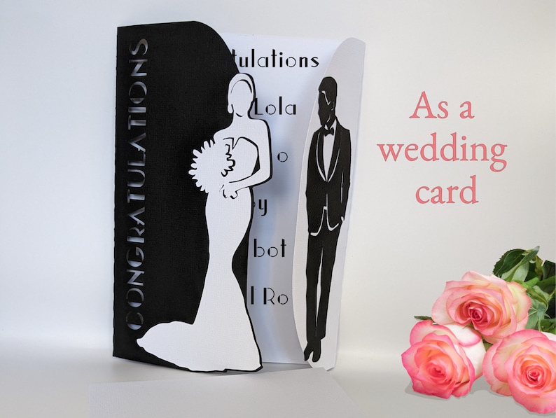 Elegant Wedding Gate Fold Card SVG by Bella Carta Design template for Cricut cutting machines can be used as wedding card.