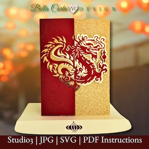 Chinese drakenkaart 3D SVG-sjabloon voor Cricut- en silhouetsnijmachines