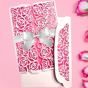 Rose Lace 3D SVG Hochzeit Klappkarte oder Einladung für Cricut, Silhouette und andere Schneidemaschinen