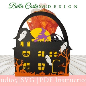 Halloween House Basket SVG Template, Digital File for Cricut and Silhouette Cutting Machines