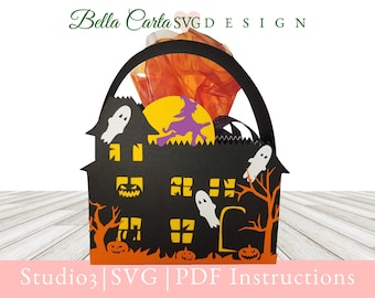 Halloween House Basket SVG Template, Digital File for Cricut and Silhouette Cutting Machines