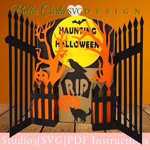 Fichier SVG 3D Cemetery Gate Card pour Cricut, Silhouette et autres machines de découpe