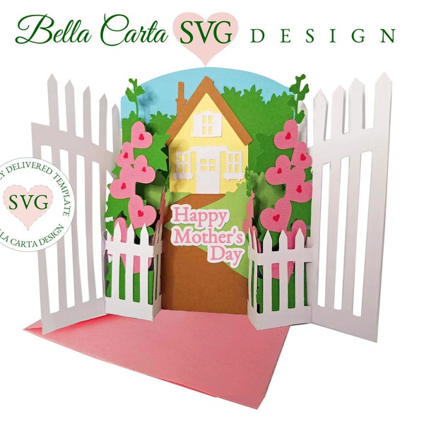 Garden Gate Pop Up 3D Card SVG Template Cricut