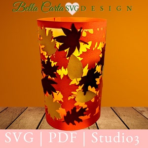 Fall Leaves Lantern 3D SVG  Template for Cricut and Silhouette Cutting Machines
