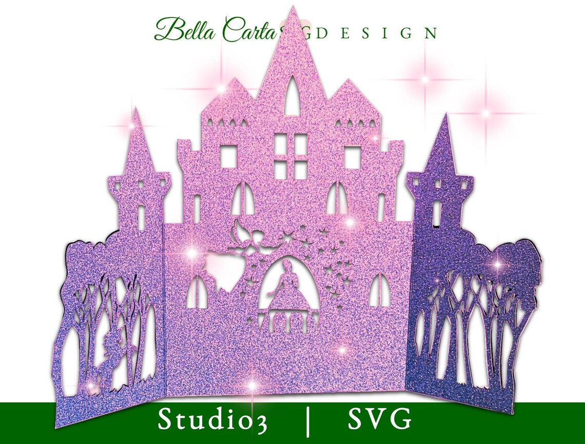 Princess Window Gate Vector Fairy Godmother and Princess Gate Fold SVG Card - Etsy