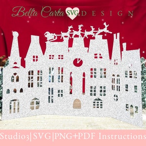 Victorian Christmas Village 3D Card, SVG Template for Cricut and Silhouette