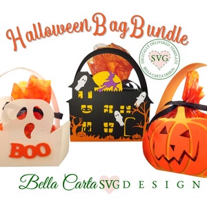 Plantilla SVG 3D de paquete de bolsas de Halloween para máquinas de corte Cricut y Silhouette