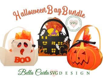 Halloween Bag Bundle 3D SVG Template for Cricut and Silhouette Cutting Machines
