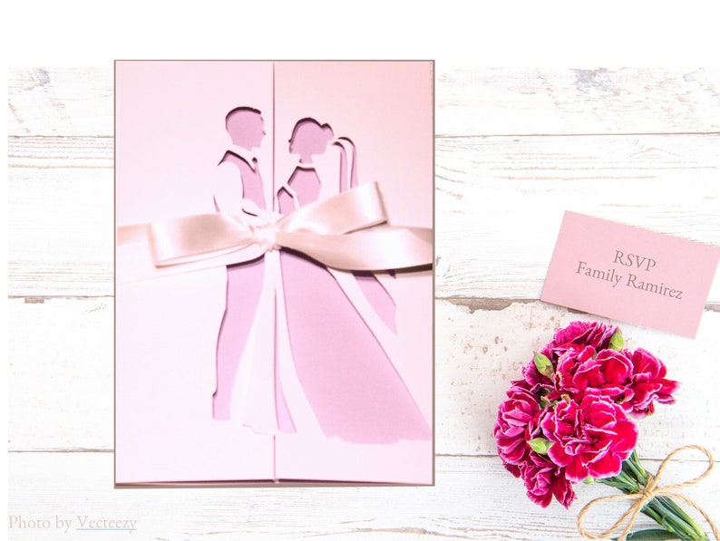 Bride and Groom Wedding Gate Fold Card SVG Cricut image 8
