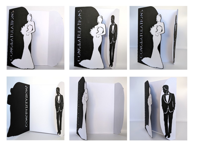 Elegant Wedding Gate Fold Card SVG by Bella Carta Design template is beautiful from every angle, whether fully open, partially open or fully closed.