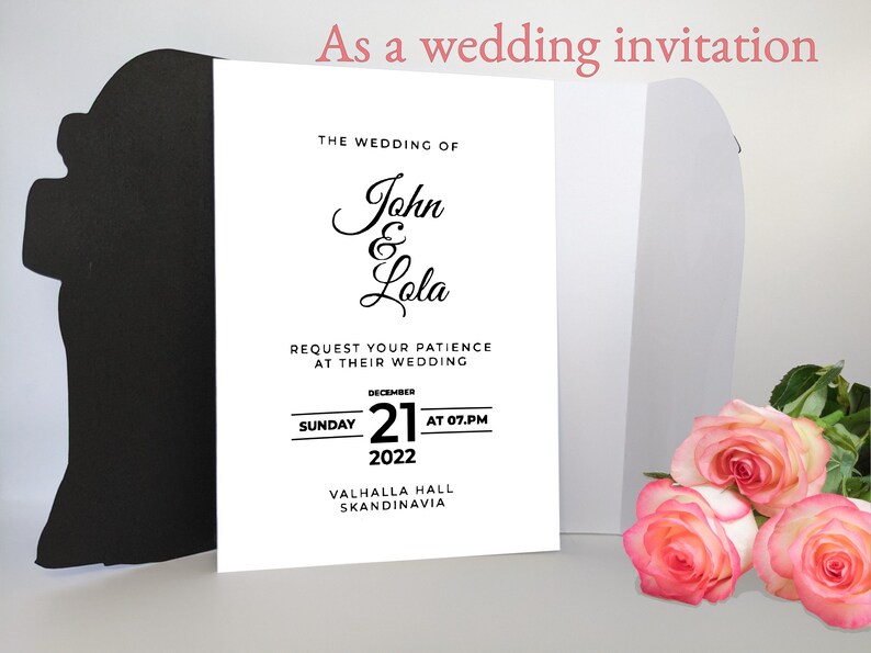 Elegant Wedding Gate Fold Card SVG by Bella Carta Design template for Cricut cutting machines can be used as wedding invitation.