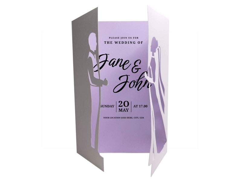 Bride and Groom Wedding Gate Fold Card SVG Cricut image 7