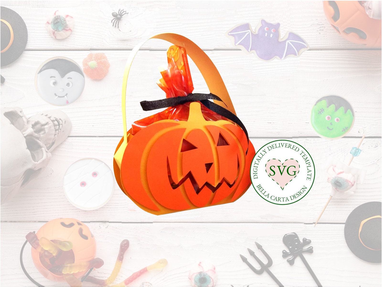 Halloween Jack O Lantern Basket SVG DIY Digital Cricut - Etsy