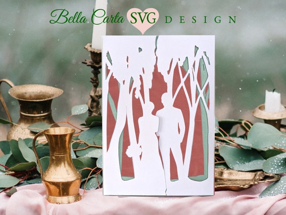 Forest Wedding SVG Gate Fold Invitation, RSVP Card Suite for Cricut and Silhouette Cutting Machines
