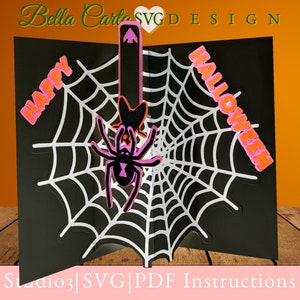 Tarjeta desplegable de telaraña en formato SVG 3D para máquinas de corte Cricut y Silhouette