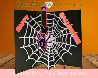 Spider Web Pop Up Card 3D SVG for Cricut and Silhouette Cutting Machines