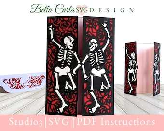 Dancing Skeletons SVG Layered 3D Card, Gothic Gatefold Card for Cricut and Silhouette