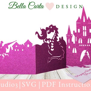 Princess Castle 3-voudige digitale SVG-kaart voor de Cricut, Silhouette en andere snijmachines