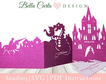 Princess Castle 3 Fold SVG Digital Card for Cricut, Silhouette and Other Cutting Machines