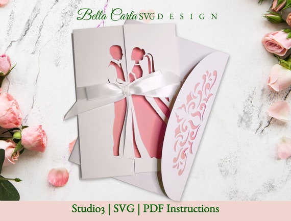 Bride and Groom Wedding Gate Fold Card SVG Cricut