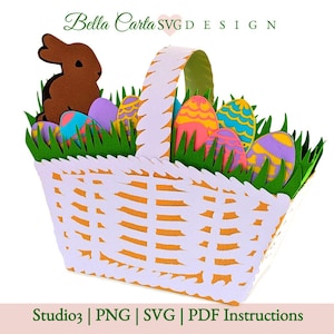Oster Geschenkkorb 3D SVG - Eine entzückende Papier Cricut Handarbeit für den Frühling!