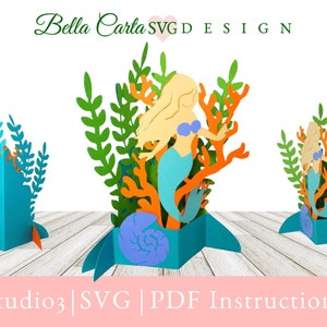 DIY Mermaid 3D Card Template SVG Digital File Cricut