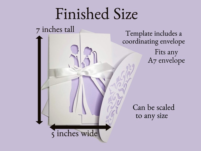 Bride and Groom Wedding Gate Fold Card SVG Cricut image 3