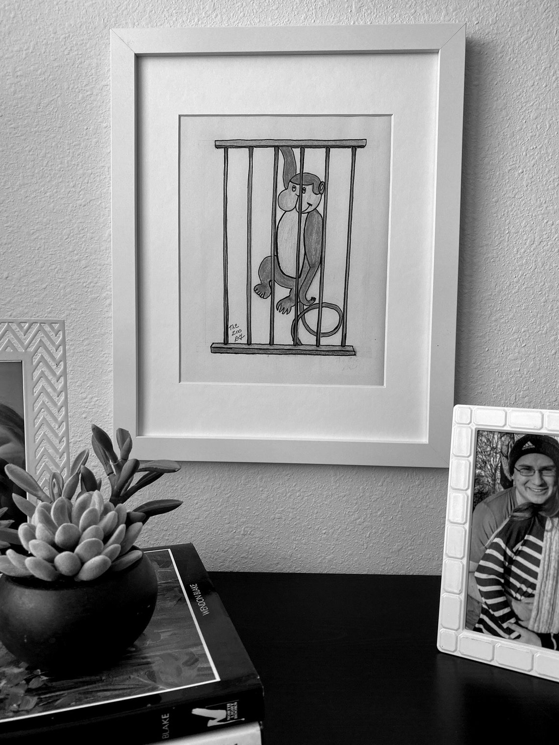 The Zoo Hanging Monkey Wall Art Black and White Animal Print Etsy UK