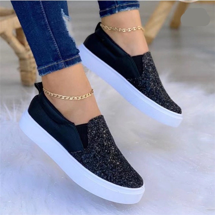 Women Stylish Colors Sequin Glitter Shoes With Match Colors Etsy