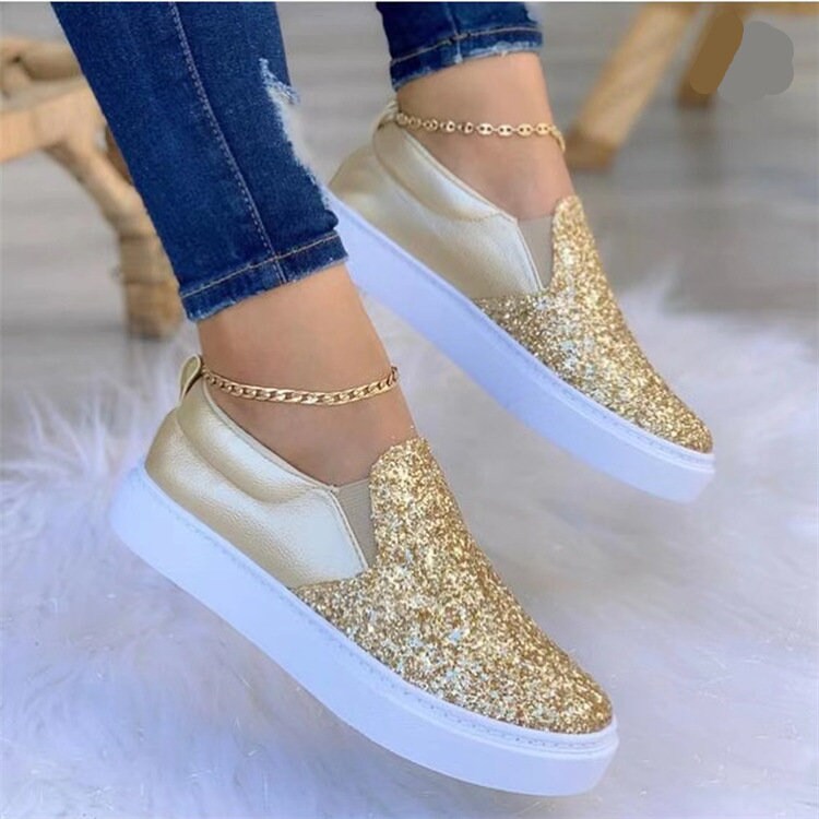Women Stylish Colors Sequin Glitter Shoes With Match Colors Etsy