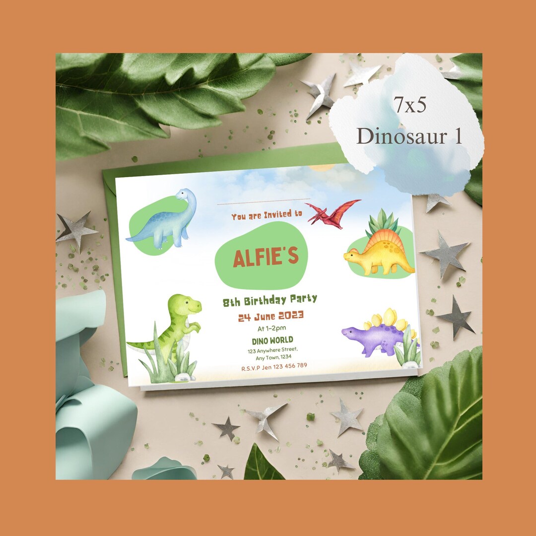 Dinosaur Birthday Party Invitation, Instant Digital Download, Dino ...